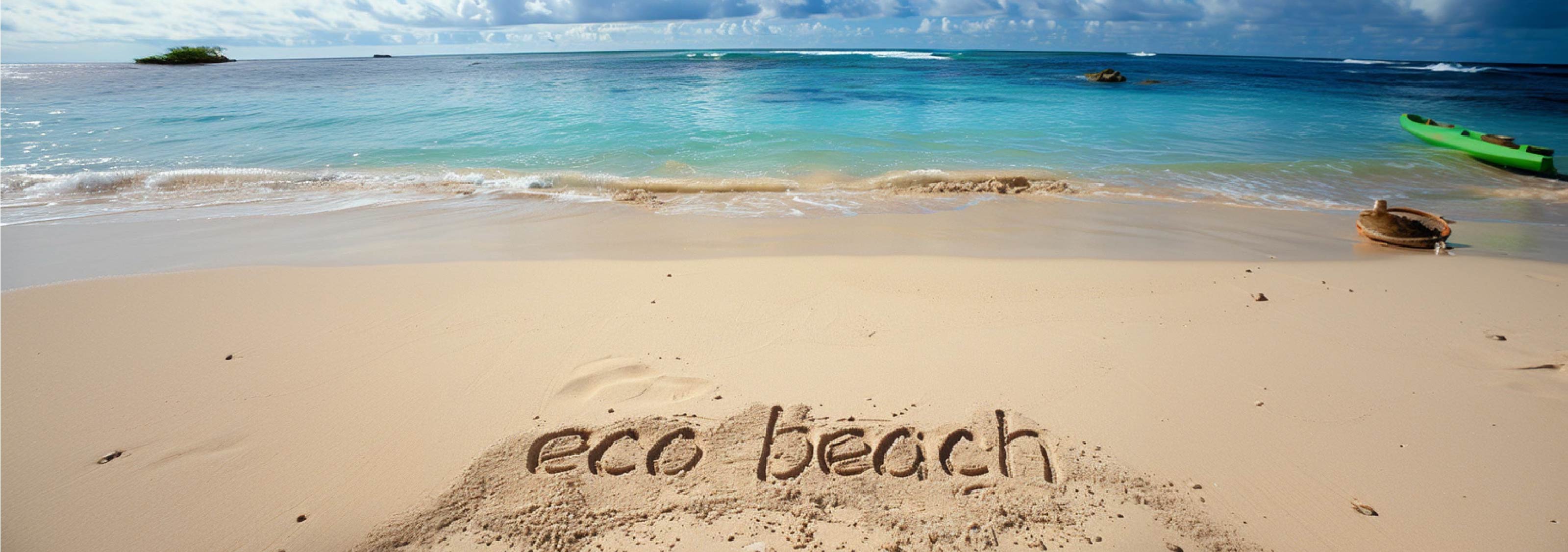 eco beach written in sand