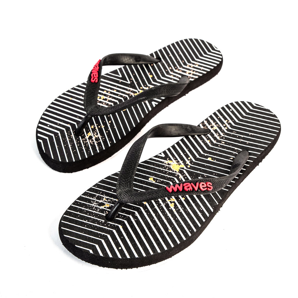 Women's Natural Rubber Flip Flops - Geometric From Waves