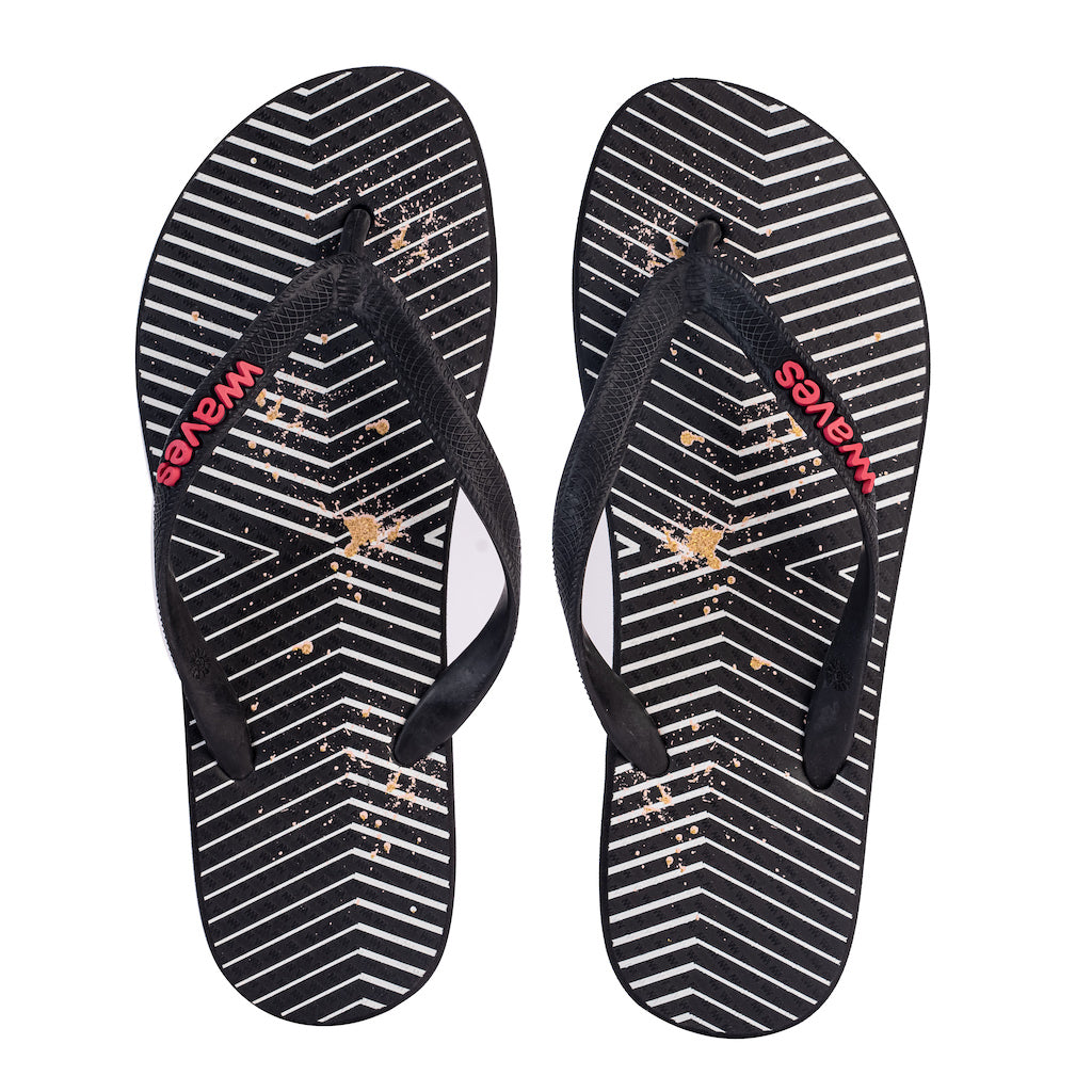 Women's Natural Rubber Flip Flops - Geometric From Waves