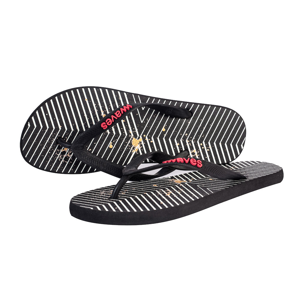 Women's Natural Rubber Flip Flops - Geometric From Waves