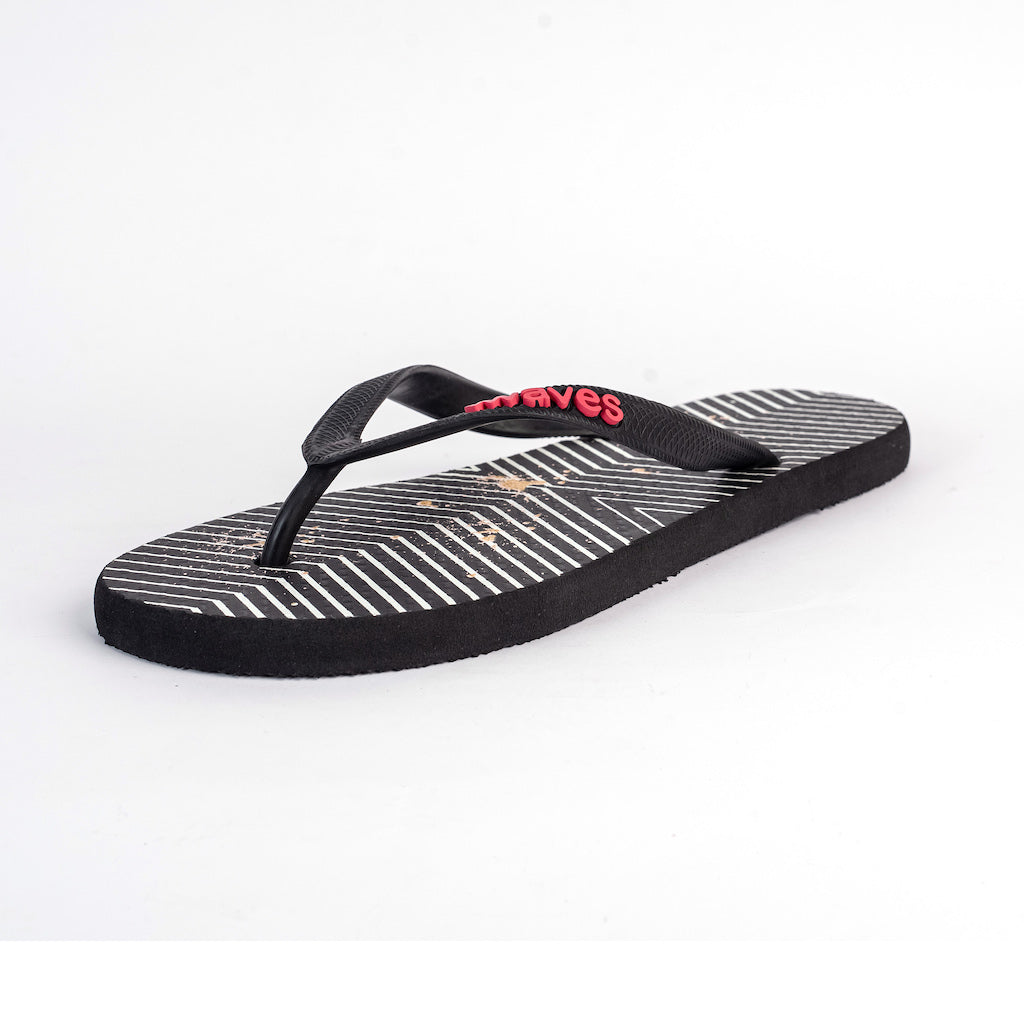 Women's Natural Rubber Flip Flops - Geometric From Waves