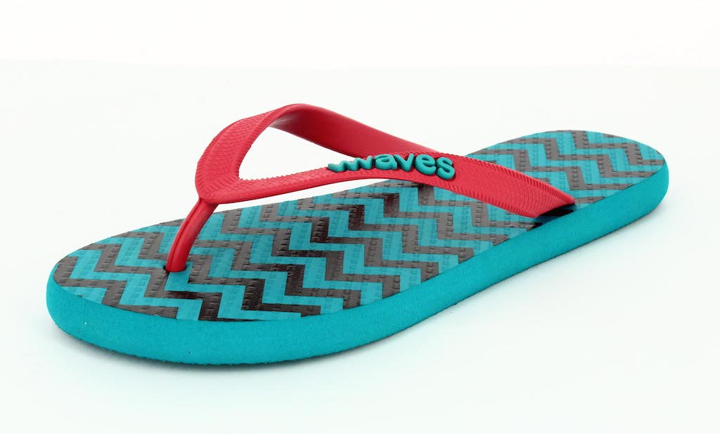 Women's Natural Rubber Flip Flops - Geometric From Waves